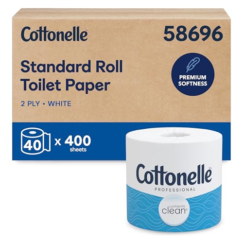 Cottonelle Professional CleanCare Standard Roll Bulk Toilet Paper (58696) 2-Ply White Individually Wrapped (400 Sheets/Roll 40 Rolls/Case 16 000 Sheets/Case)