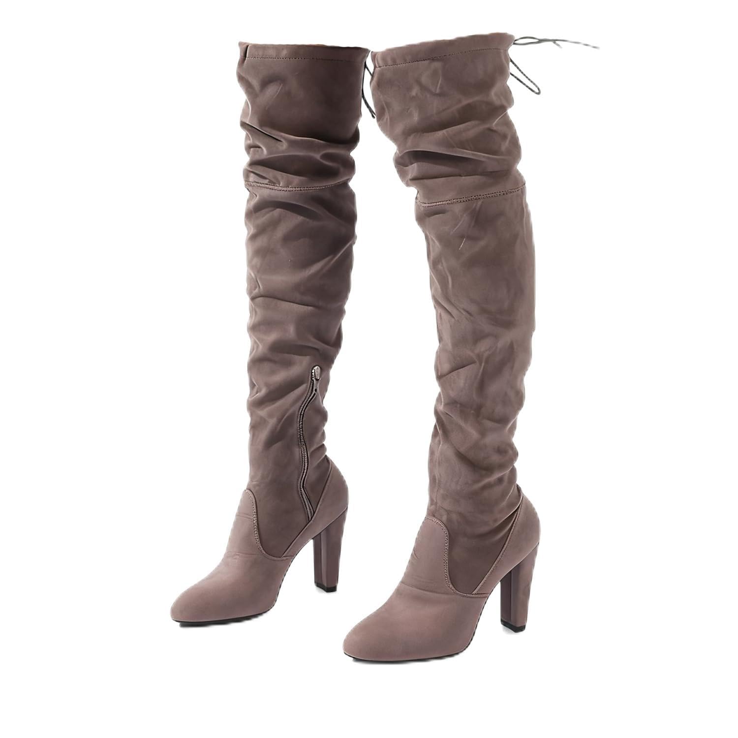 Womens Over the Knee High Boots Suede Chunky Heels Boot Fall Winter Fashion