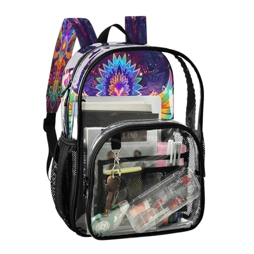 Colorful Phoenix Bird Clear Backpack Heavy Duty See Through Transparent PVC BookBag for Kids Boy Girl School Work2