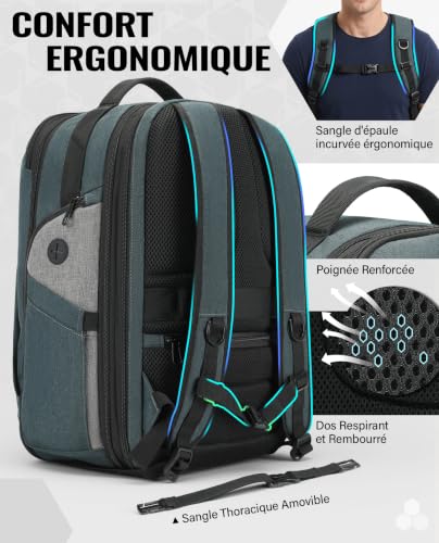 Sac Cabine Easyjet 45X36X20 : VANKEV Sac à Dos Voyage Extensible Bagage Cabine pour EasyJet Sac... – Image 4