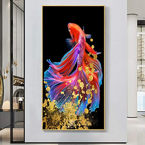 Affiches et gravures peinture sur toile koi fish pour decoration de salon