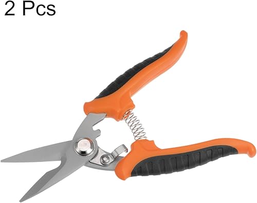 Miniatura 3 de HARFINGTON Tijeras industriales de 7 pulgadas de acero inoxidable tijeras cuchillas con mango negro naranja para cortar láminas finas de cobre de