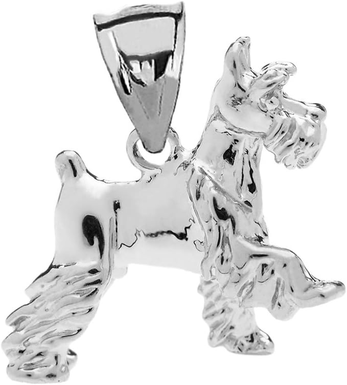 Solid Sterling Silver Schnauzer Charm Pendant Necklace - Image 2