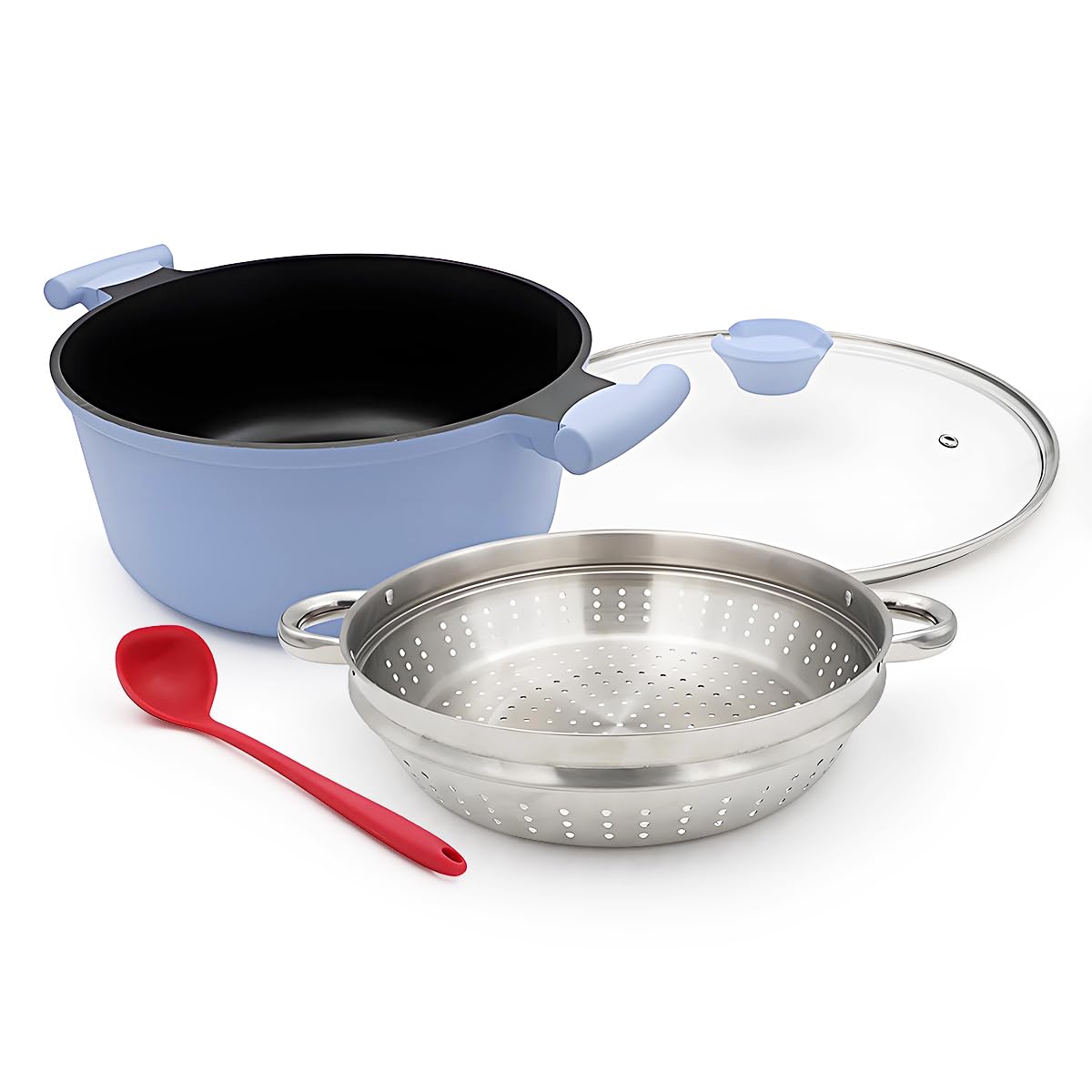 Steamer Pot 28cm for Cooking, 7L Steam Pot with Lid, Nonstick Cooking Pot with Vegetable & Dumpling Steamer Basket, Food Steamer Cookware, Stay-Cool Handles, Induction Compatible, PFOA Free