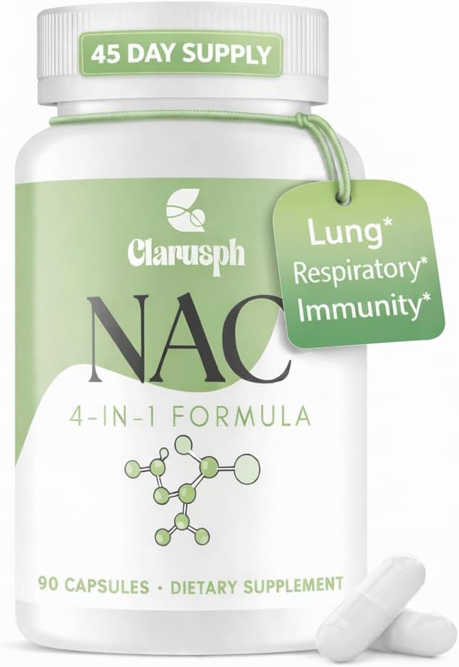 NAC Supplement for Lung* & Respiratory & Immunity* | N-Acetyl Cysteine for Antioxidant | 4-in-1 N-Acetyl-L-Cysteine 1200mg | Glycine NAC | N Acetyl Cysteine | Vegan, Gluten Free, 90 Capsules