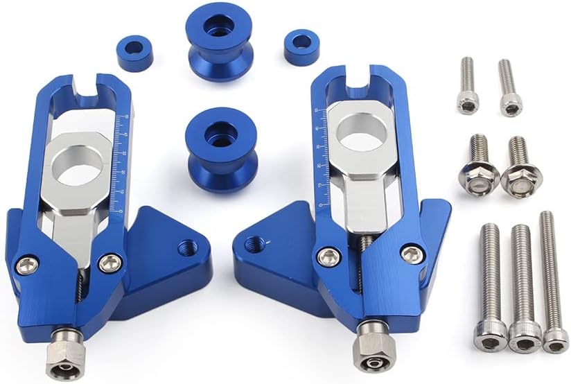 GZYF Left & Right Motorcycle Chain Adjusters with Spool Tensioners Catena for HONDA CB650R CBR650R 19-20 CB650F CBR650F 14-16 (Color: Blue)