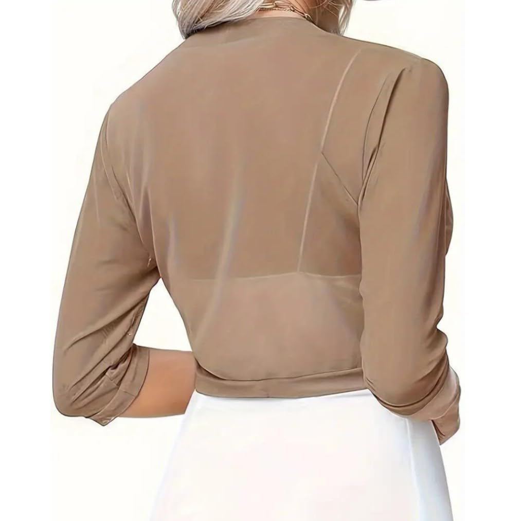 Coprispalle Donna,Coprispalle Bolero da Donna, Manica A 3/4, Cardigan Corto, Estivo, Leggero, in Chiffon, per Abiti da Sera,Morbido, Aperto sul Davanti, Coprispalle