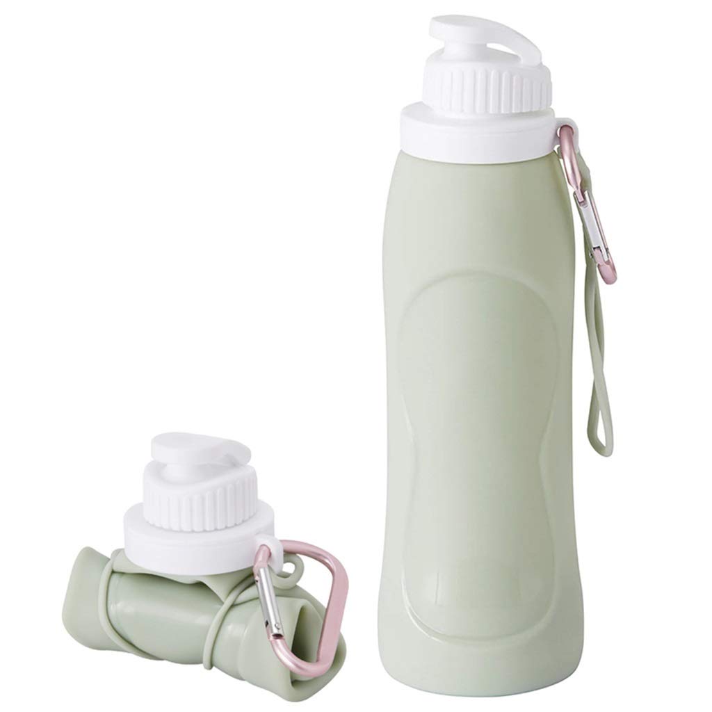 Bottiglia d'Acqua Pieghevole, 500ml Silicone A Tenuta Stagna Usato for Viaggi All'aperto Fitness, Verde