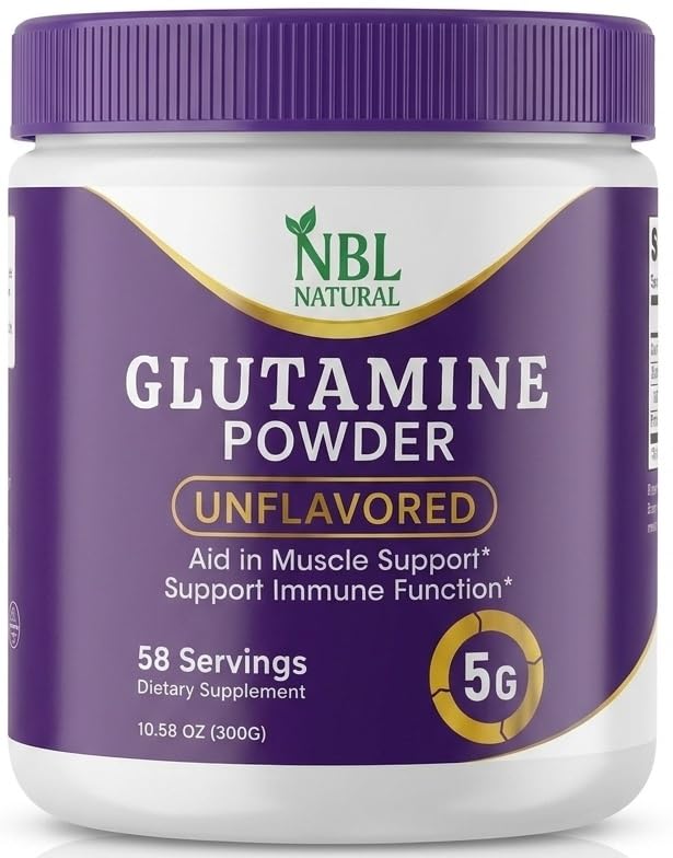 NBL Natural Glutamine Powder Unflavoured 300g 58 Servings 5g L-Glutamine Per Serving Halal Certified