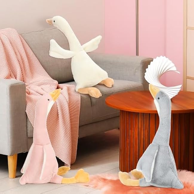 3pcs Goose Stuffed Animal Accessories - 15.7 Swan Stuffed Animal, Soft Smooth Goose Plush Toys, Cute Duck Stuffed Animal Toy, Goose Pillow Plush for Kids Boys Girls Sleeping Room Party Favors Gifts