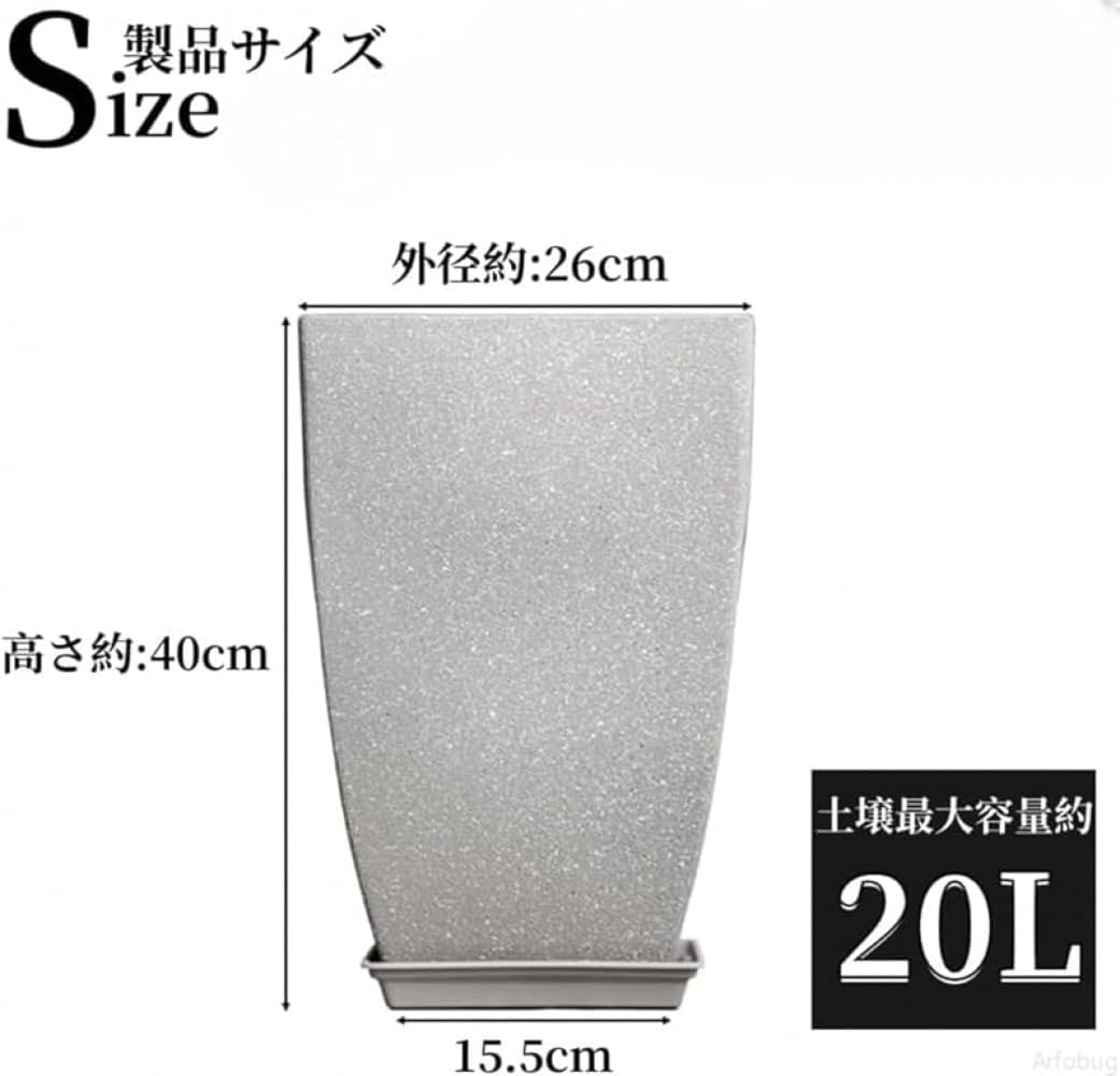 模造セメント植木鉢、大きな トレイ、つや消しテクスチャ、正方形のプラスチック、排水穴付き、通気性、緑の植物モンステラと金のなる木、高