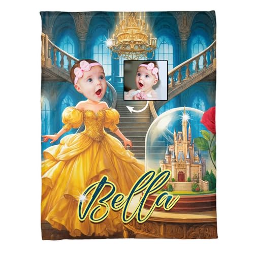 Zocoshi Personalized Baby Blankets for Girl Princess and Beast, Personalized Baby Gifts with Name, Customized Baby Blanket, Newborn Boy Gift, Soft Fleece (Princess and Beast)