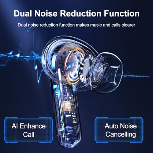 Blackview Wireless Earbuds in Ear Headphones Wireless Bluetooth 5.3, TWS Ear Buds Built-in Mic Sports Noise Canceling Earbuds IPX7 Waterproof,56H Playtime LED Power Display for Android/iOS Phone - Image 5