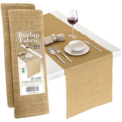 Burlap Table Runners, 13 x 108 Inch - 2 Pack Outdoor Rustic Jute ...