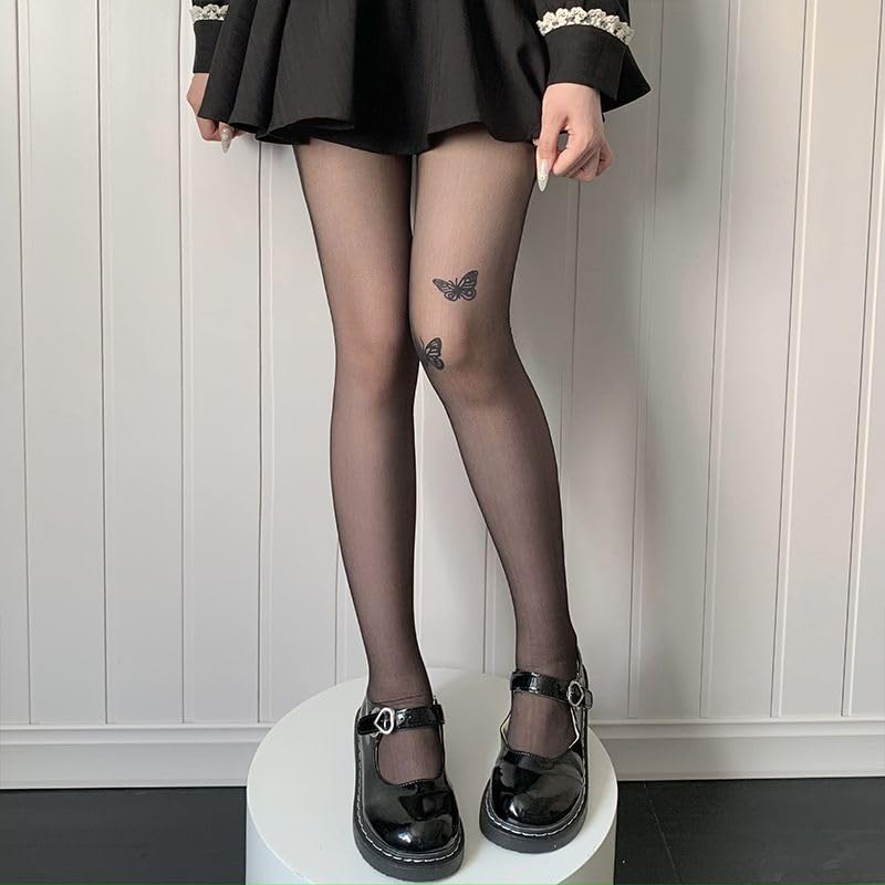 New black stockings pure anti hook stockings children spring and autumn socks butterfly silk pantyhose3