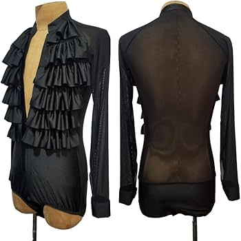 ★社交ダンス★新品★メンズシャツ★ラテン★フリル★黒M Amazon.co.jp: フリル 男性社交ダンス衣装 競技用 セクシー 競技