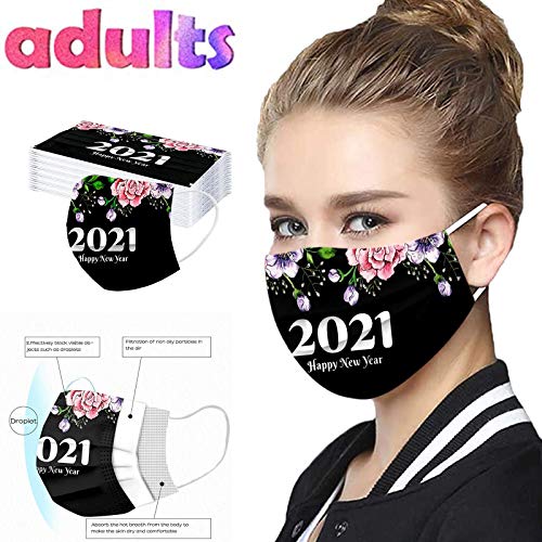 ZQP 30PCS Disposable Face_Masks Novelty Happy New Years Balaclava,3Ply Nonwoven Covering Elastic Ear Loop for Women Men - Image 3