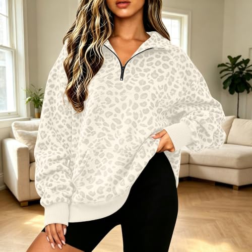 moolBeko Leopard Sweatshirt for Women Cheetah Costume Quarter Zip Pullover - image 2