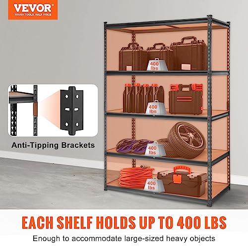 Image of VEVOR Storage Shelves 5-Tier Adjustable 2000 lbs 48 inchx24 inchx72 inch Shelving Unit | Heavy Duty Garage Storage Metal Utility Rack Shelf for Kitchen, Pantry, Basement, Bathroom, Laundry, Living Room, Warehouse