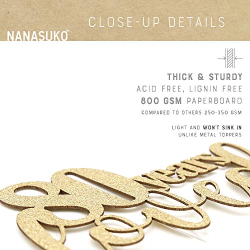 Nanasuko 80Th Birthday/Anniversary Cake Topper - 80 Years Loved - Double Sided Gold Glitter - Premium Quality Made In Usa #TOP4