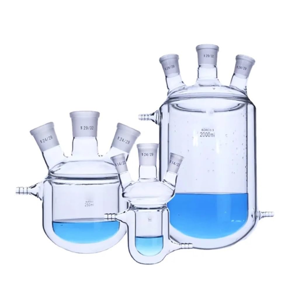 Equipos y suministros de laboratorio 1 matraz de reacción con camisa vidrio 50 ml, 100, 150, 250, 500 y 1000
