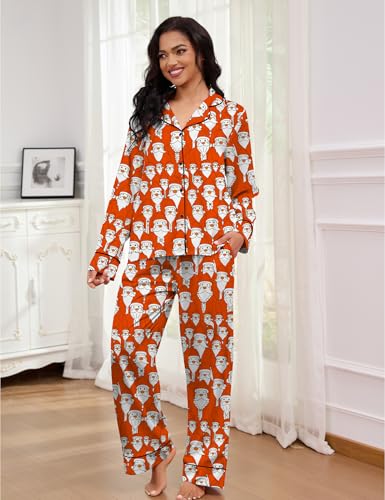 Image of SHESHOW Satin Pajamas for Women Set Long Sleeve Button Down Sleepwear 2 Piece Nightwear Women Pjs Sets Size XS-XXL