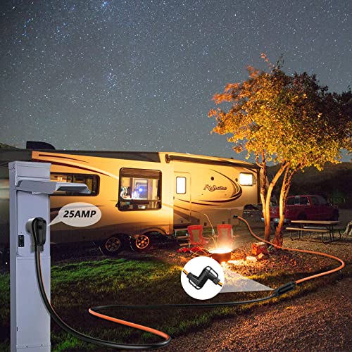 Rvplan 50 Amp 25 Foot Rv/Ev Extension Cord, Heavy Duty Stw Cord With Cord Organizer And Storage Bag,Nema 14-50P/R Standard Plug Suit For Ev Charging And Rv Trailer Campers, Etl Listed(Black&Orange) #TOP5