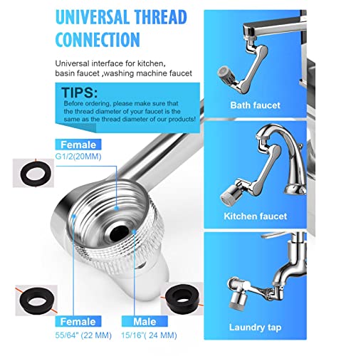 1440° Rotating Faucet Extender-1080°+360° Rotatable Multifunctional Extension Faucet Extender For Bathroom Sink/Kitchen, Swivel Faucet Attachment, Universal Splash Filter Faucet Extender Aerator Black #TOP3