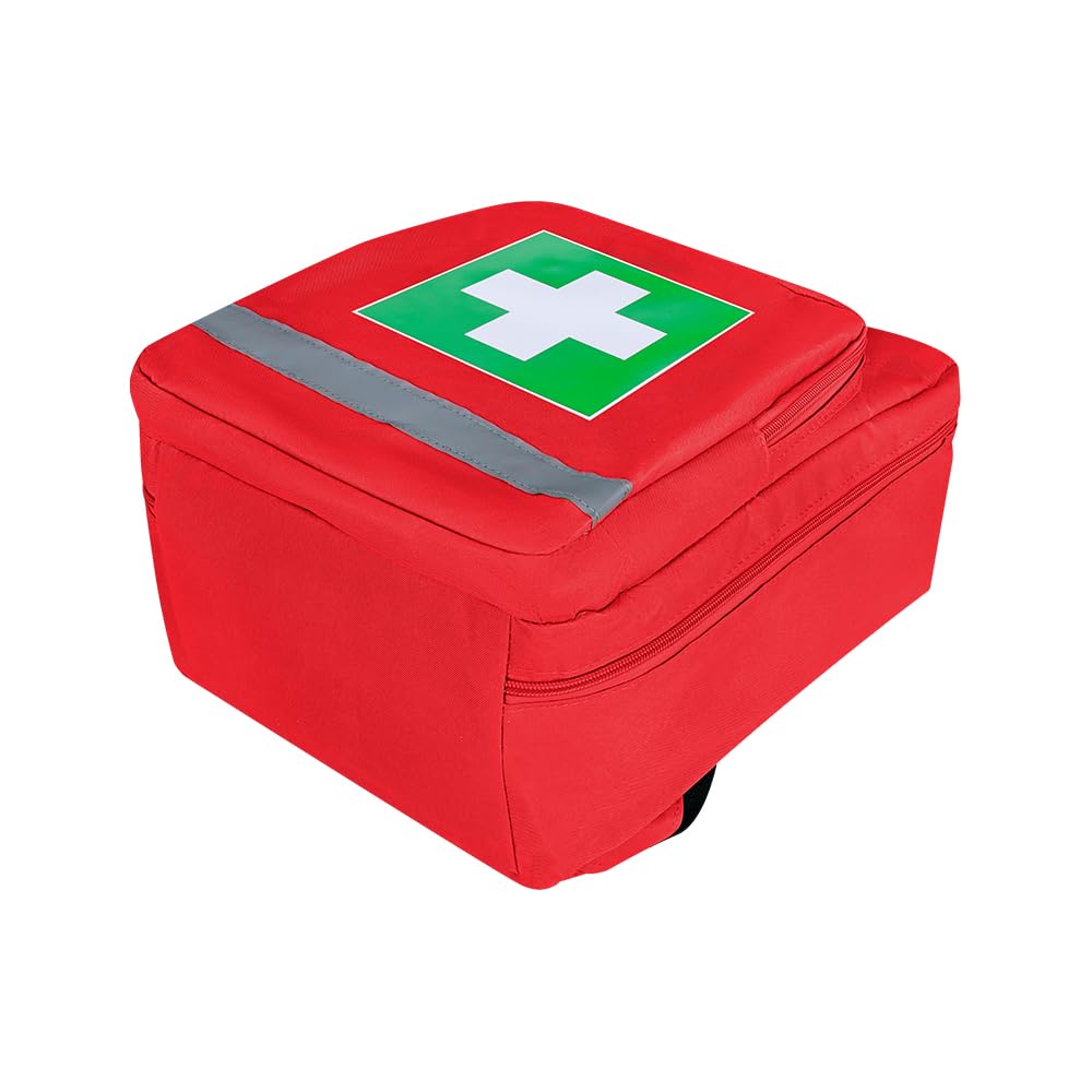 Sac à dos d'urgence rouge Sac de premiers secours Sac à dos médical vide Sac de traitement Sac de traumatisme avec bande réfléchissante pour cyclisme équitation randonnée camping garderie vacances en