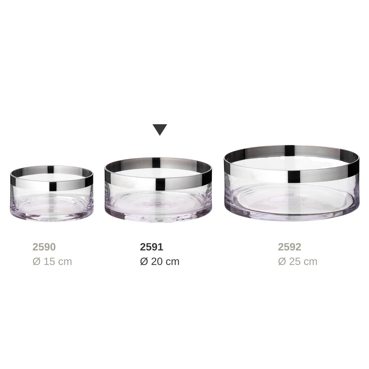 EDZARD Bol/Tazón Grit, forma redonda, diámetro 20 cm, cristal soplado con borde de platino