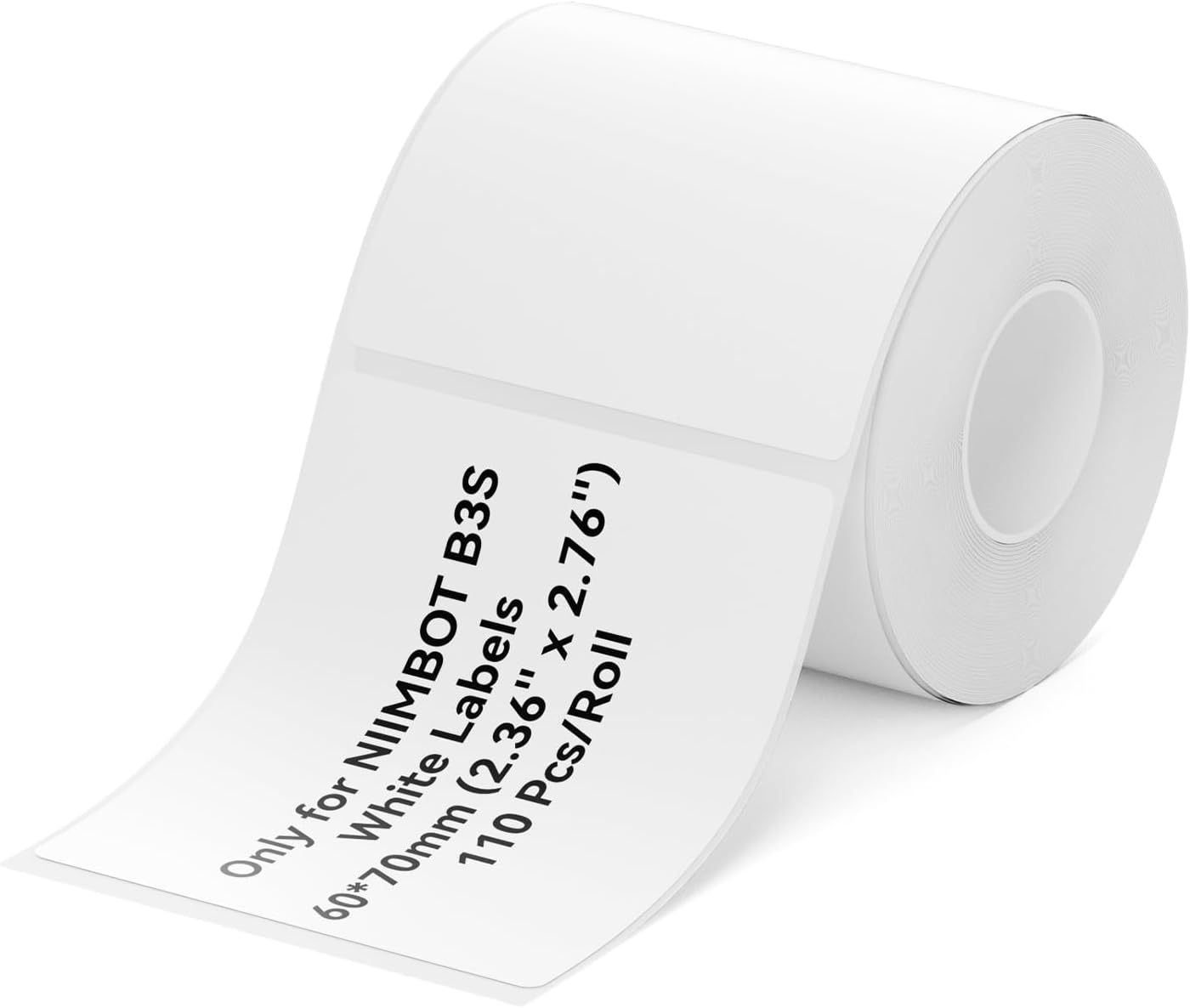 NIIMBOT B3S Label Tape Self-Adhesive Labeling Tape 60x70mm Thermal Label Paper NIIMBOT B3S Labels for Barcode/Address/Mailing/Logo/Business/Home Tag, 110 Labels/Roll, White