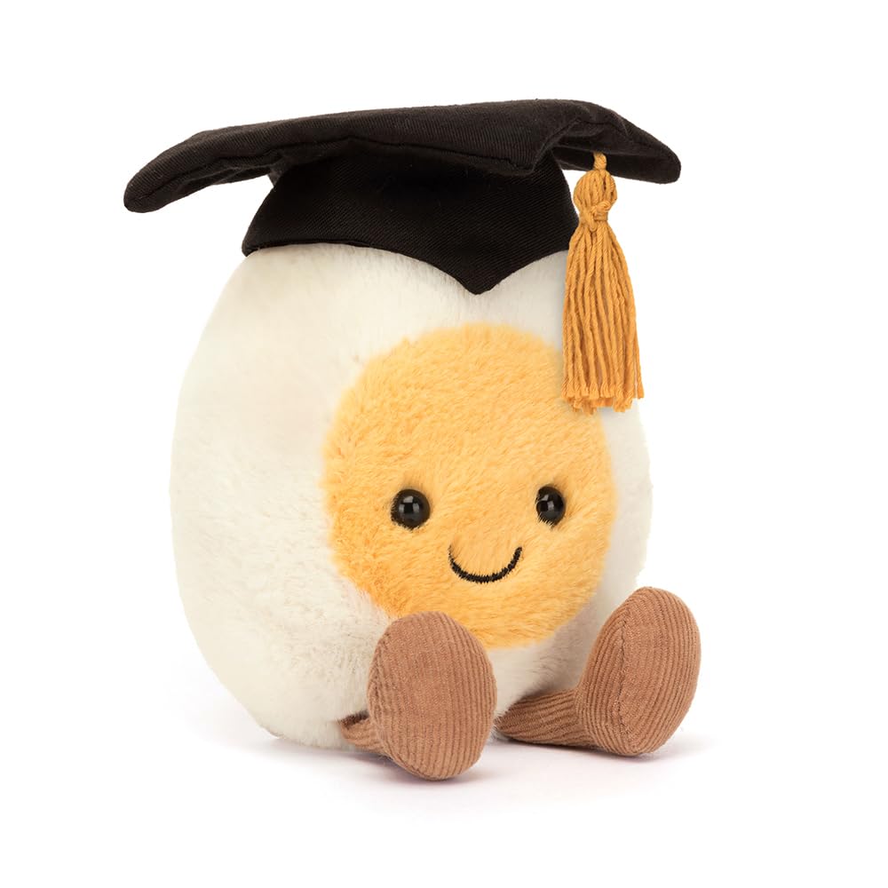 Jellycat Amuseables Boiled Egg Graduate Stuffed Toy, 5.5 inches - Food Plush - Fun Graduation Gift