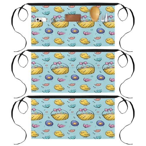 Tabliers courts de chef 3 poches demi-tablier restaurant bistrot nettoyage maison lot de 3
