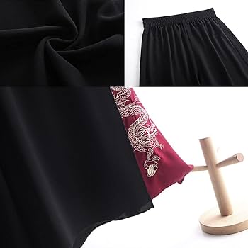 QutieFrash ドラゴン柄ワイドチャイナパンツ 袴 Amazon.co.jp: パンツ 龍刺繍 ドラゴン刺繍 ワイドパンツ 袴