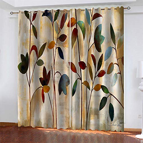 aakkjjzz Rideau Occultant 3D Impression Salon Moderne Thermique Isolant Anti Froid Polyester 2 Pièces 140X245 cm Rideaux De Fenêtre Fleurs Colorées pour...