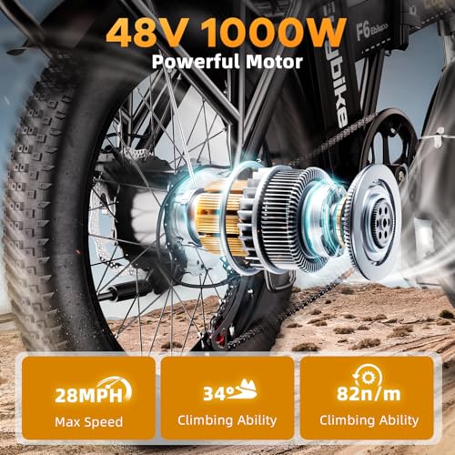 Image of 1000W Folding Electric Bike,48V 20AH Removable Battery E Bike,80 Miles Max Range Electric Bike for Adults,20 inch Fat Tire Foldable ebike,Adult Electric Bicycle for Commute Beach Snow