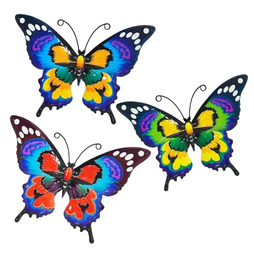 BSITSSS 3PCS 18x13cm Farfalla in Metallo, Farfalle Decorative da Giardino, Decorazioni Giardino per Esterno Metallo Arte della Parete Decorazioni da Appendere