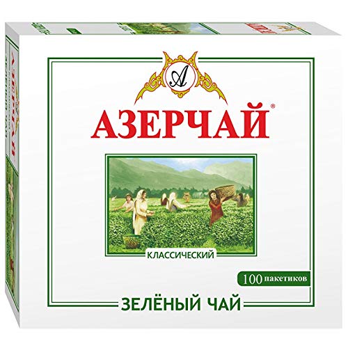 Azercay Green Tea Classic Green Tea NO GMO 100 Tea Bags/ÐÐ·ÐµÑ€Ñ‡Ð°Ð¹ Ñ‡Ð°Ð¹ Ð·ÐµÐ»ÐµÐ½Ñ‹Ð¹ Ð»Ð¸ÑÑ‚Ð¾Ð²Ð¾Ð¹