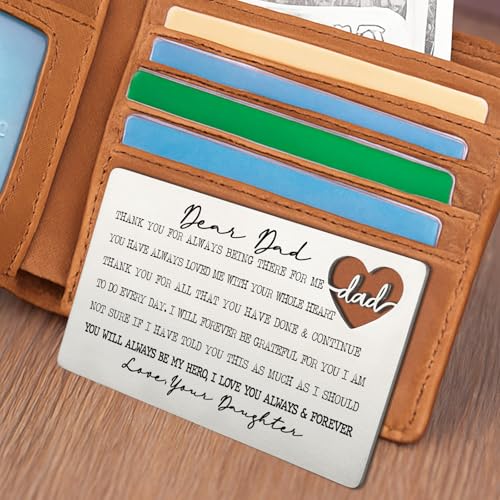 Image of YODOCAMP Dad Appreciation Wallet Card, Thank You Gift from Daughter, Encouragement Greeting Card for Father, Everyday Reminder of Love and Gratitude, Pocket Size Message Card QBK17