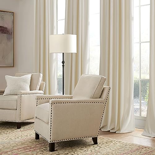 Image of RYB HOME Beige Velvet Curtains 96 inches - Rod Pocket & Back Tab Boho Window Panels Privacy Theraml Insulted Drapes for Bedroom Bathroom, W52 x L96, 2 Panels Set | Room Darkening, Thermal Insulated, Pleat Tape on Top, Heavy Duty Plush, Dining Room Sliding Patio Door, W52 x L96, 2 Panels