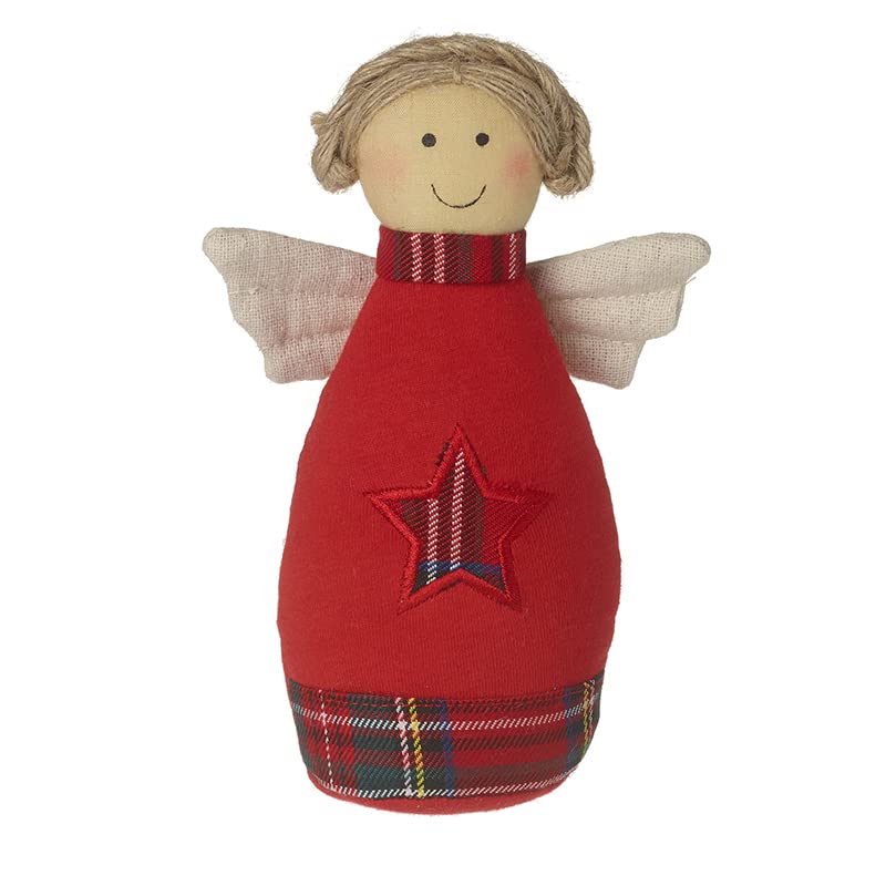 Heaven Sends Fabric Tartan Angel Christmas Homeware Decoration