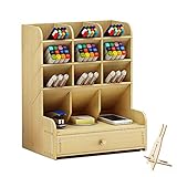 ✔ Multifonction : 9 compartiments inclinables et 3 compartiments à fond plat et 1 tiroir extractible – Peut contenir stylos, agrafeuse, bloc-notes, trombones et pièces de monnaie ainsi que votre smartphone, etc.