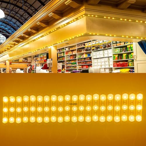 Image of LED Module Super Bright 200 PCS Yellow 2835SMD 3 LED Module Waterproof Decorative Light for Letter Sign Advertising Signs with Tape Adhesive Backside (Yellow)