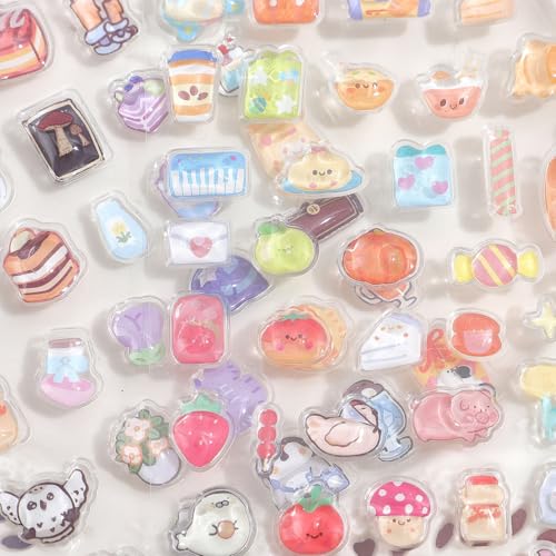 Image of Girl's 3D Cute Japanese Puff Sticker, 100+ Kawaii Dessert and Animal Mini Puffy Stickers, for DIY Scrapbooks Planner Journals Laptops Phone Case Decoration Gifts Rewards, Sweet Bubbles
