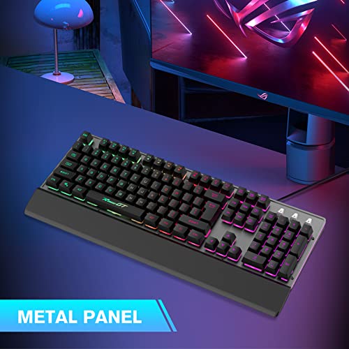 Gaming-KeyboardRaceGT-Rainbow-Backlit-Wired-Keyboard-Mechanical-Felling-104-Keys-Full-Size-with-Wrist-RestSplash-Proof-Design-Compatible-for-Computer-PC-Laptop-Xbox