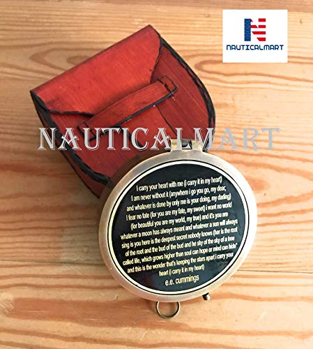 Brújula magnética náutica vintage con estuche de cuero miniatura 3