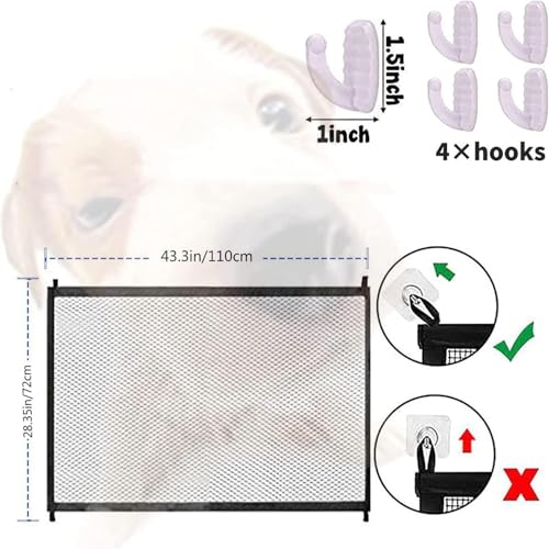 Treppenschutzgitter Ausziehbar – 110 * 72cm Türschutzgitter Ohne Bohren, Vielseitige Sicherheitslösung für Haustiere und Kinder, Robustes Absperrgitter Hund mit Stabiler Montage