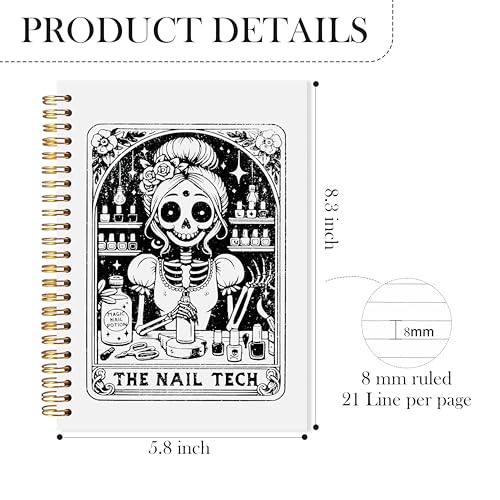 Carnet à spirale squelette amusant Halloween 14x21 cm pour manucure - 6