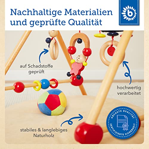 Bieco Spieltrapez | Spielbogen für Babys -Figuren, Rasseln, Kugeln- Höhenverstellbar | Spielebogen Holz Baby… – Bild 7