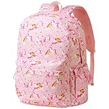 Vorspack Kids Backpack for Girls - 15 Inch Girls Backpack Ages 5-8, Cute Unicorn Bookbag School Bags for Elementary School - Pink